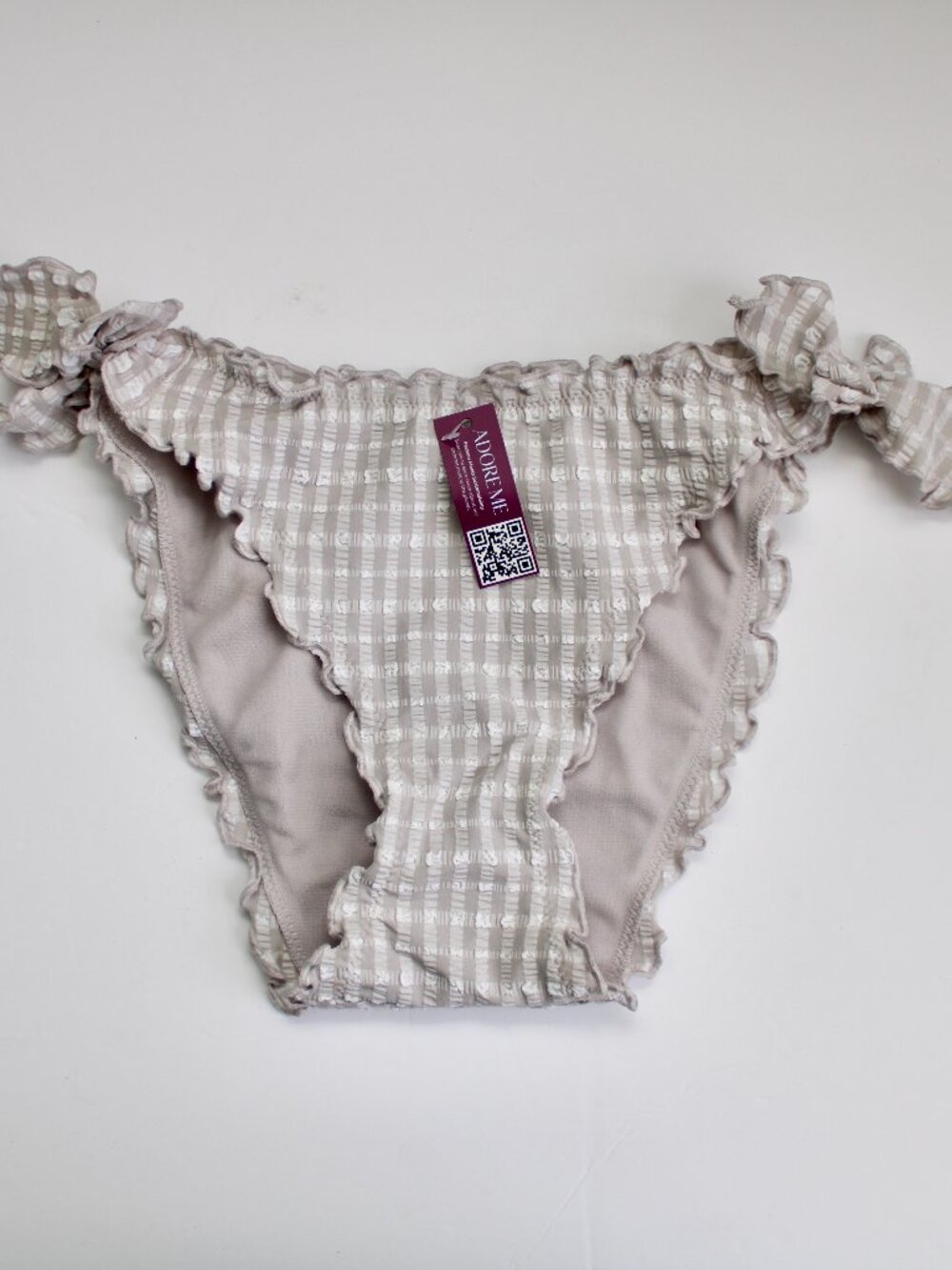 Adore Me Women's Steph Swimwear Bikini Bottom Gingham Gray Size Small NWT - Picture 2 of 5